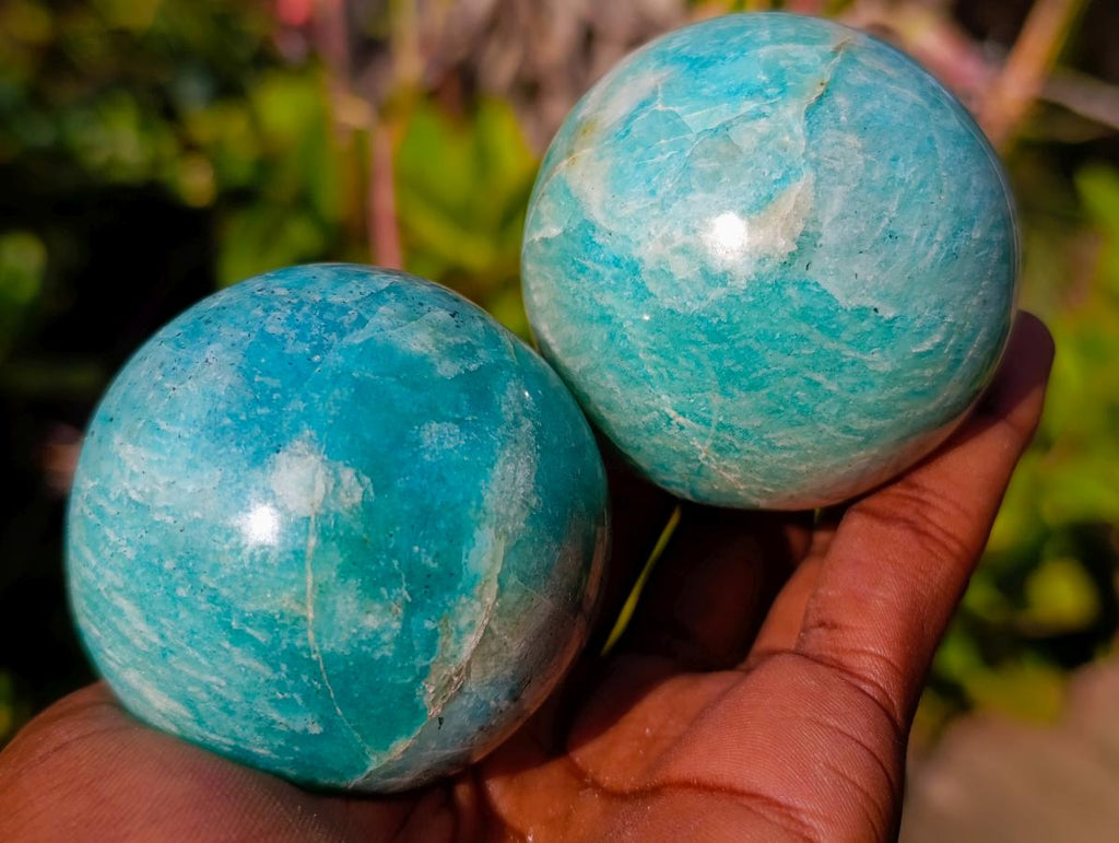 Polished Amazonite Spheres x 6 From Madagascar - Toprock Gemstones and Minerals 