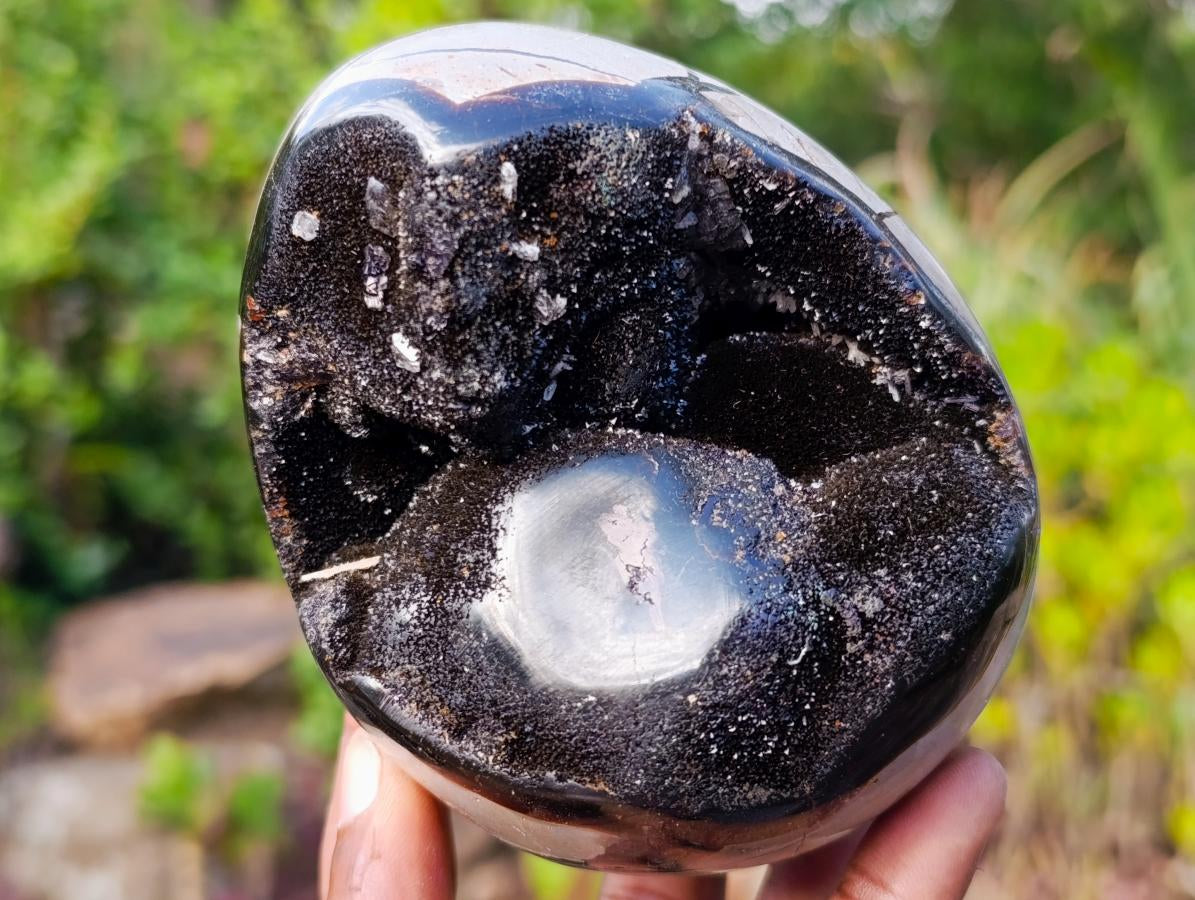 Polished Septerye Sauvage "Dragons Egg" Geodes x 2 From Mahajanga, Madagascar - Toprock Gemstones and Minerals 