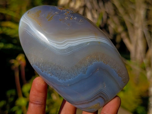 Polished Banded Agate Standing Display Pieces x 3 From Madagascar - Toprock Gemstones and Minerals 