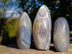 Polished Banded Agate Standing Display Pieces x 3 From Madagascar - Toprock Gemstones and Minerals 