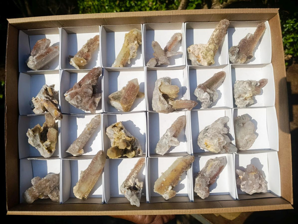 Natural Drusy Fairy Spirit Quartz Clusters x 24 From Boekenhouthoek, South Africa - Toprock Gemstones and Minerals 