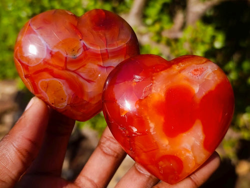 Polished Carnelian Agate Gemstone Hearts x 12 From Madagascar - Toprock Gemstones and Minerals 