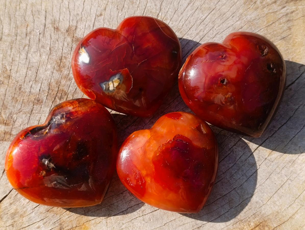 Polished Carnelian Agate Gemstone Hearts x 12 From Madagascar - Toprock Gemstones and Minerals 