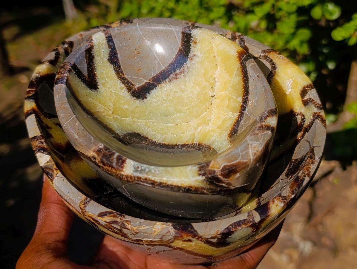 Polished Septerye Bowls x 2 From Mahajanga, Madagascar - Toprock Gemstones and Minerals 
