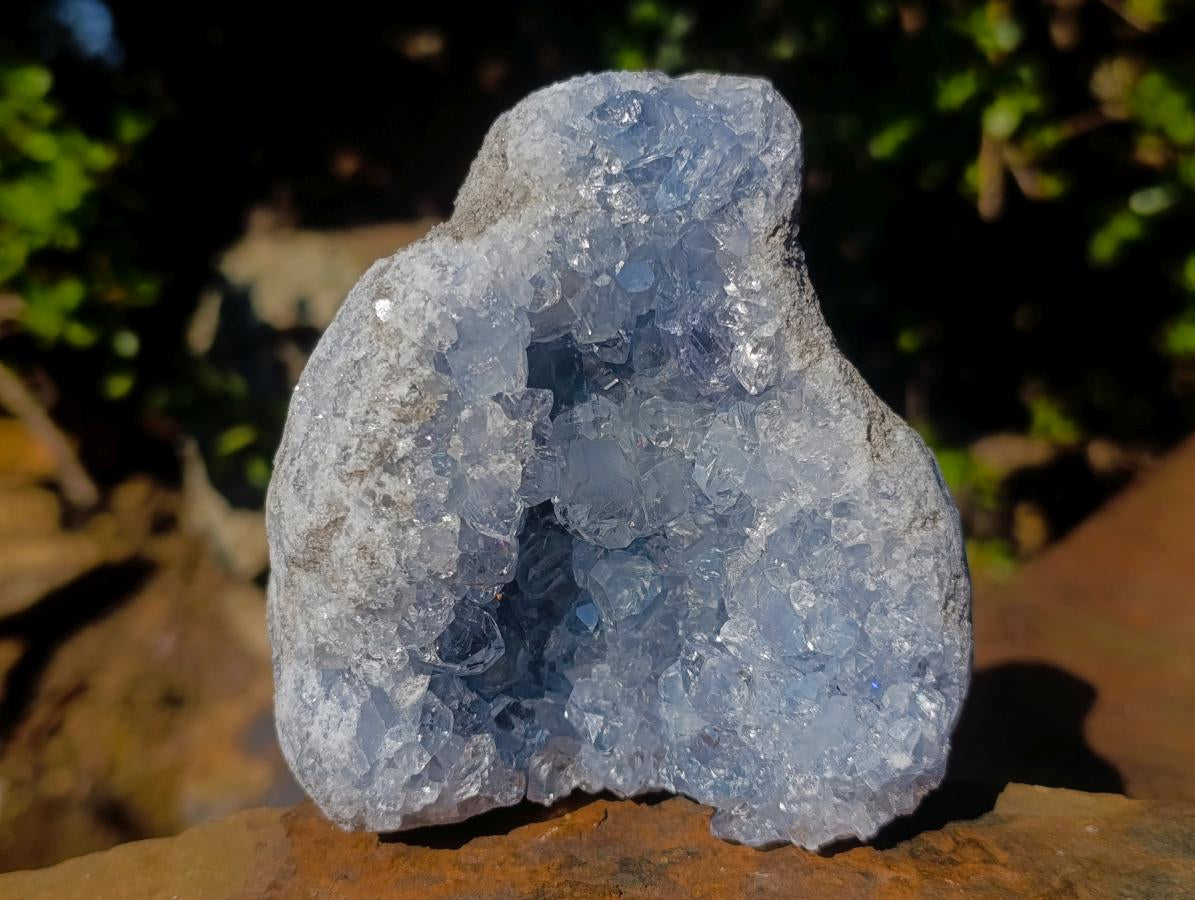 Natural Blue Celestite Geode and Specimen x 2 From Sakoany, Madagascar - Toprock Gemstones and Minerals 