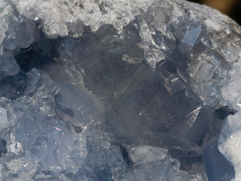 Natural Blue Celestite Geode and Specimen x 2 From Sakoany, Madagascar - Toprock Gemstones and Minerals 
