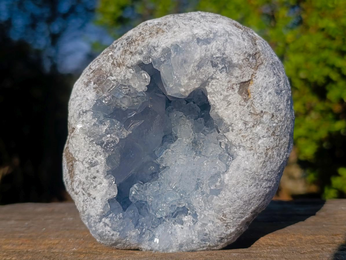 Natural Blue Celestite Geode and Specimen x 2 From Sakoany, Madagascar - Toprock Gemstones and Minerals 