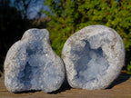 Natural Blue Celestite Geode and Specimen x 2 From Sakoany, Madagascar - Toprock Gemstones and Minerals 