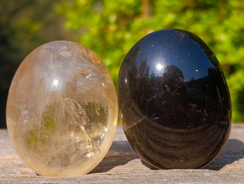 Polished Smokey Quartz Galets x 24 From Madagascar - Toprock Gemstones and Minerals 