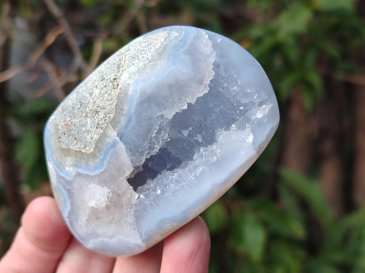 Polished Blue Lace Agate Standing Display Pieces x 6 From Nsanje, Malawi - Toprock Gemstones and Minerals 