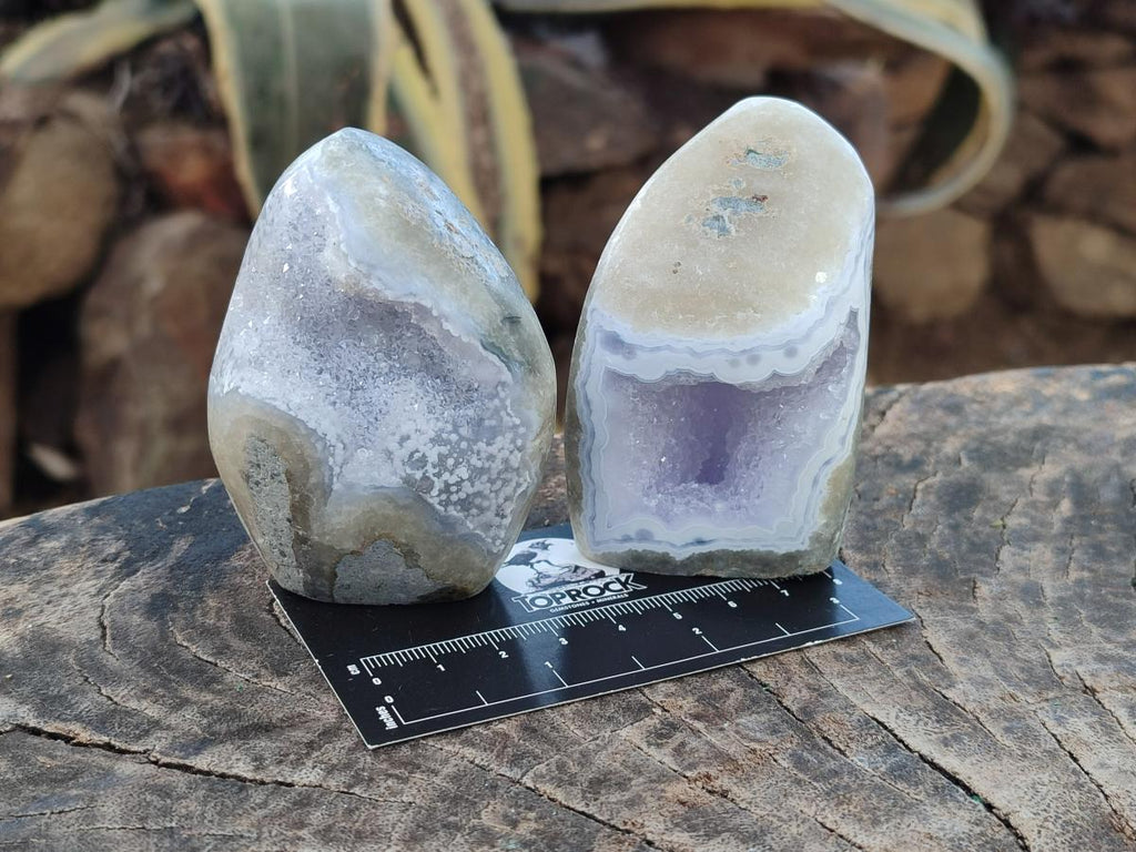 Polished Blue Lace Agate Standing Display Pieces x 6 From Nsanje, Malawi - Toprock Gemstones and Minerals 