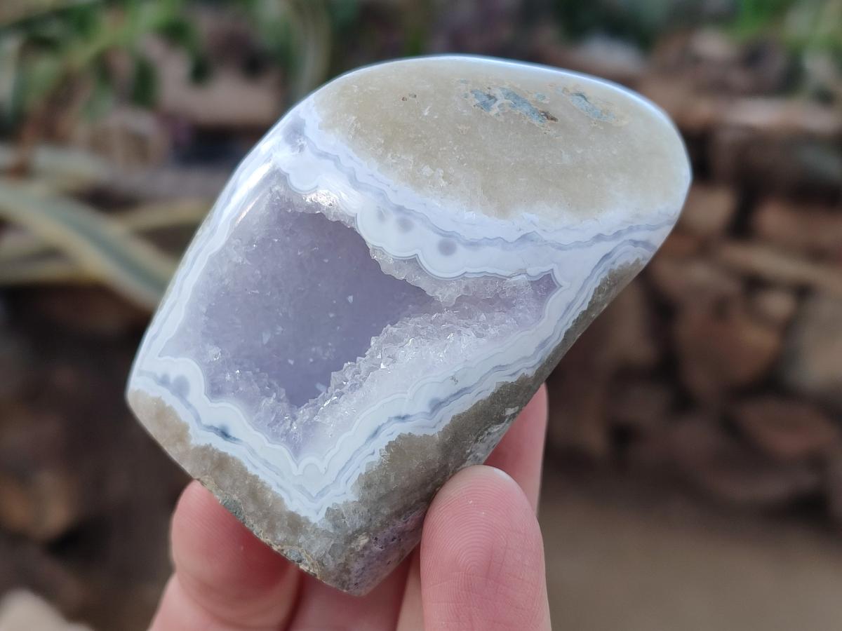 Polished Blue Lace Agate Standing Display Pieces x 6 From Nsanje, Malawi - Toprock Gemstones and Minerals 