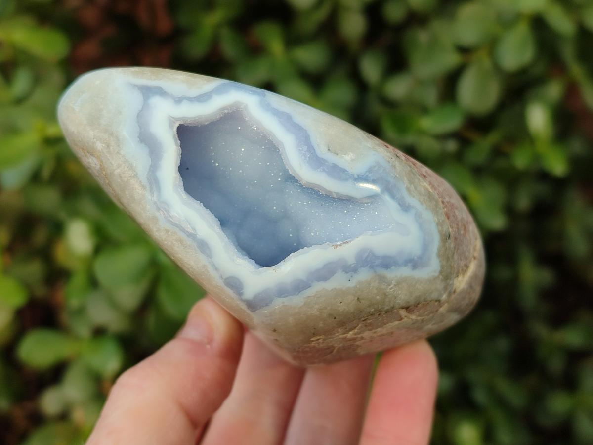 Polished Blue Lace Agate Standing Display Pieces x 6 From Nsanje, Malawi - Toprock Gemstones and Minerals 