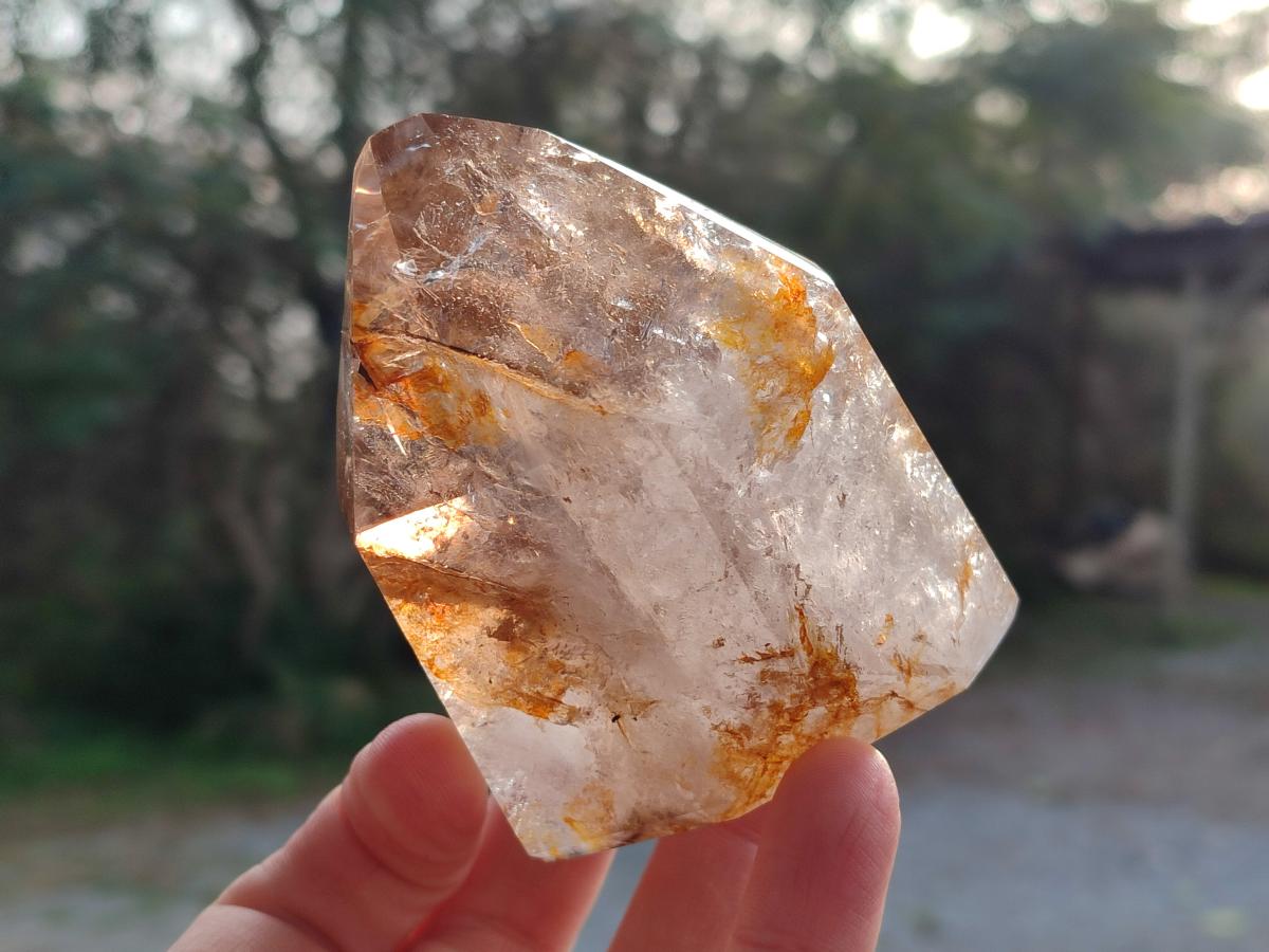Polished Smokey and Clear Window Quartz Crystals x 3 From Madagascar - Toprock Gemstones and Minerals 