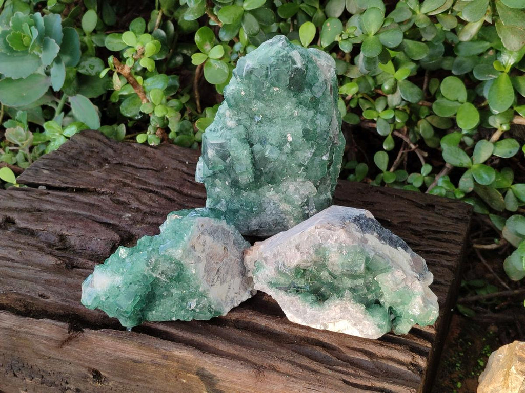 Natural Large Green Cubic Fluorite Specimens x 3 From Mandrosonoro, Madagascar - Toprock Gemstones and Minerals 