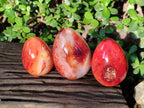 Polished Large Carnelian Agate Gemstone Egg x 3 From Madagascar - Toprock Gemstones and Minerals 