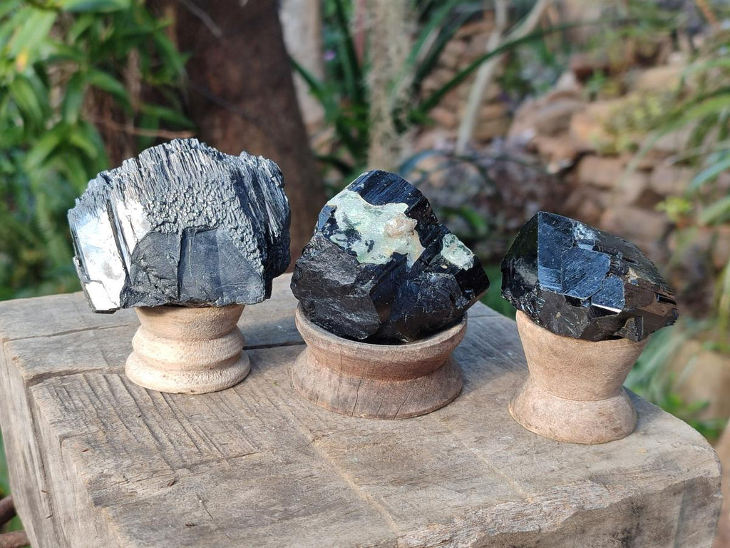 Natural Terminated Schorl Black Tourmaline Crystals x 6 From Erongo, Namibia - Toprock Gemstones and Minerals 