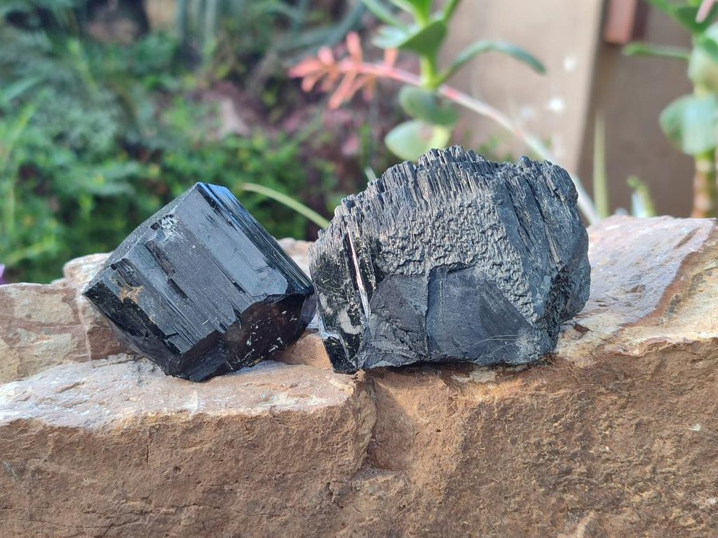 Natural Terminated Schorl Black Tourmaline Crystals x 6 From Erongo, Namibia - Toprock Gemstones and Minerals 