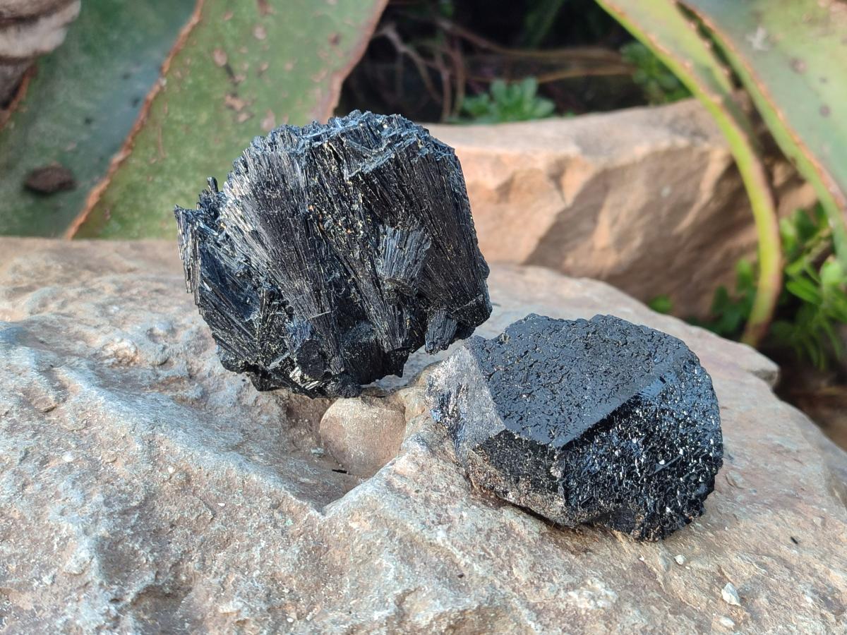 Natural Terminated Schorl Black Tourmaline Crystals x 6 From Erongo, Namibia - Toprock Gemstones and Minerals 