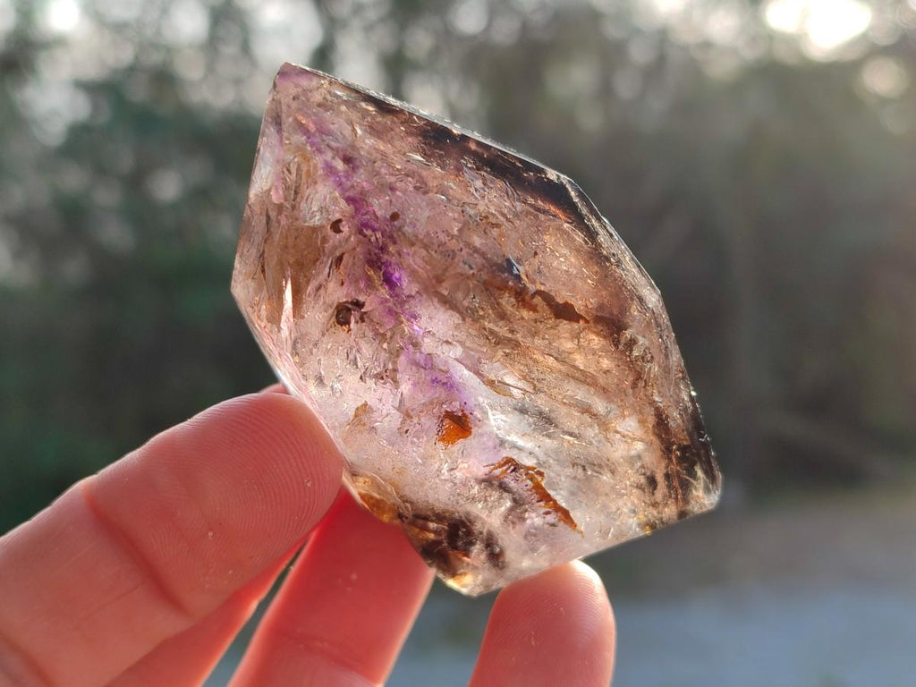 Polished Mixed Smokey Window Amethyst Crystal Pieces x 12 From Akansobe, Madagascar - Toprock Gemstones and Minerals 