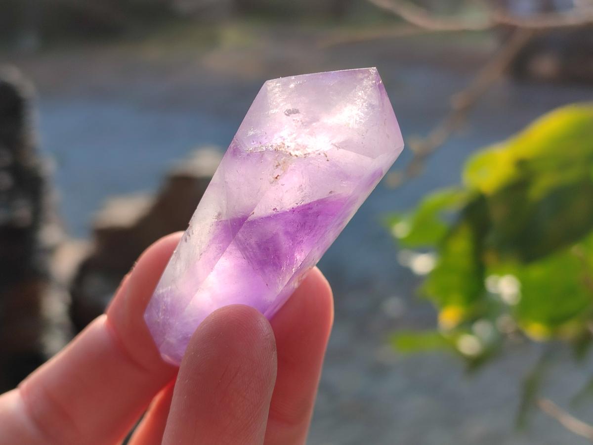 Polished Mixed Smokey Window Amethyst Crystal Pieces x 12 From Akansobe, Madagascar - Toprock Gemstones and Minerals 