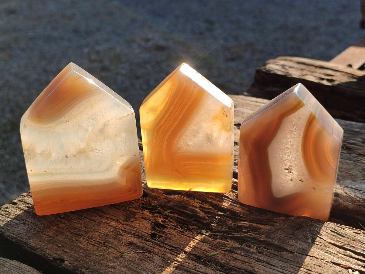 Polished Banded Agate House Shaped Slices x 12 From Madagascar - Toprock Gemstones and Minerals 
