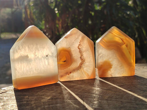 Polished Banded Agate House Shaped Slices x 12 From Madagascar - Toprock Gemstones and Minerals 