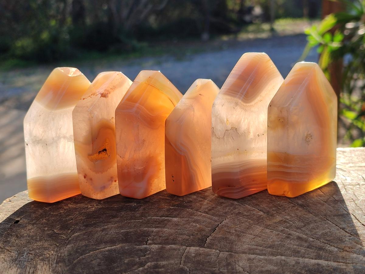 Polished Banded Agate House Shaped Slices x 12 From Madagascar - Toprock Gemstones and Minerals 