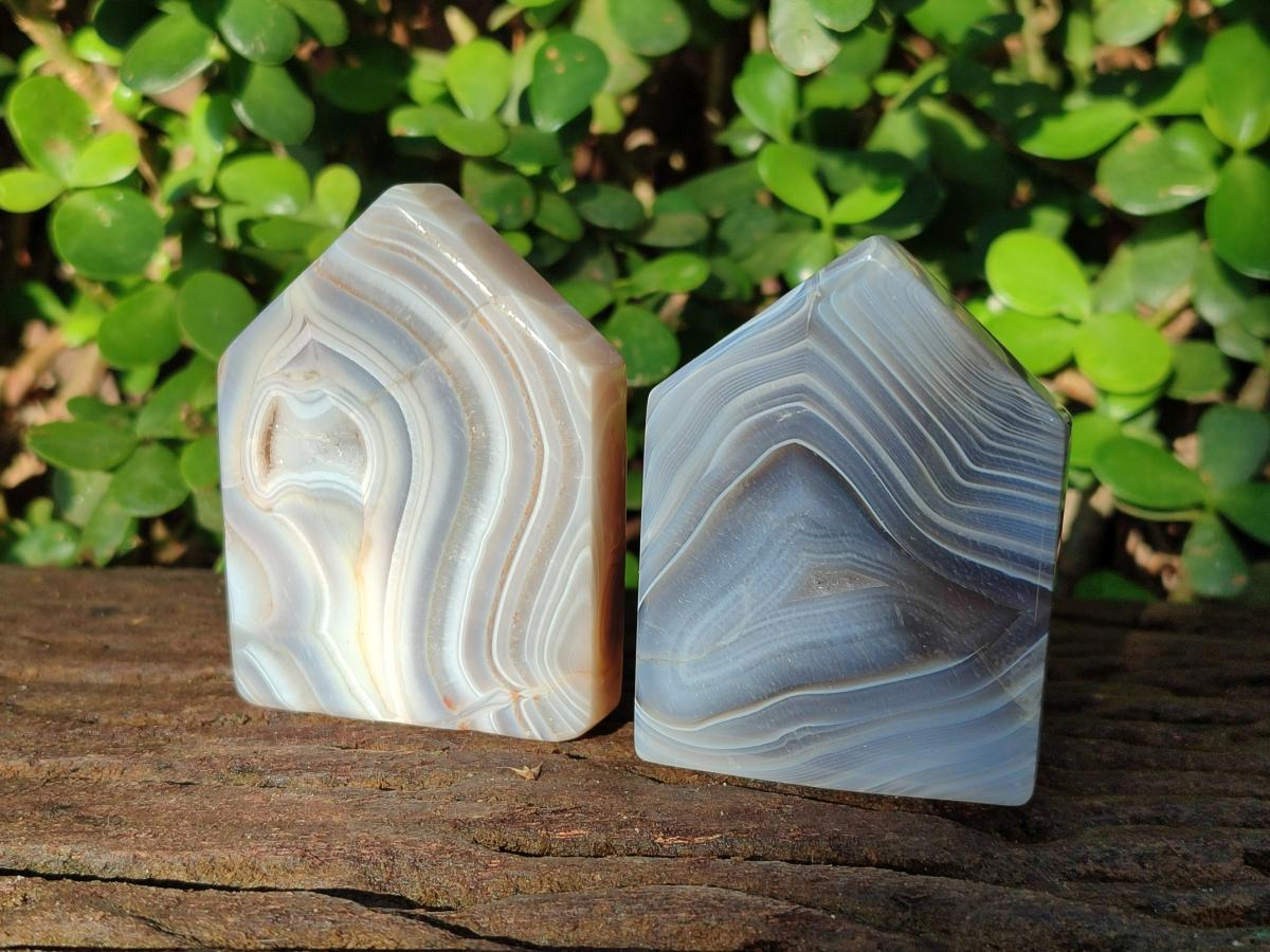 Polished Banded Agate House Shaped Slices x 12 From Madagascar - Toprock Gemstones and Minerals 