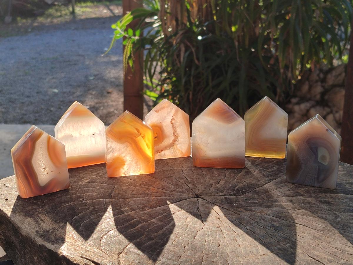Polished Banded Agate House Shaped Slices x 12 From Madagascar - Toprock Gemstones and Minerals 