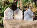 Polished Banded Agate House Shaped Slices x 12 From Madagascar - Toprock Gemstones and Minerals 
