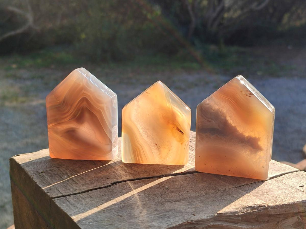 Polished Banded Agate House Shaped Slices x 12 From Madagascar - Toprock Gemstones and Minerals 