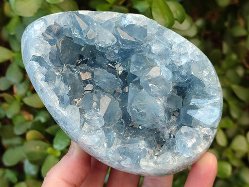Polished Blue Celestite Eggs x 2 From Sakoany, Madagascar - Toprock Gemstones and Minerals 