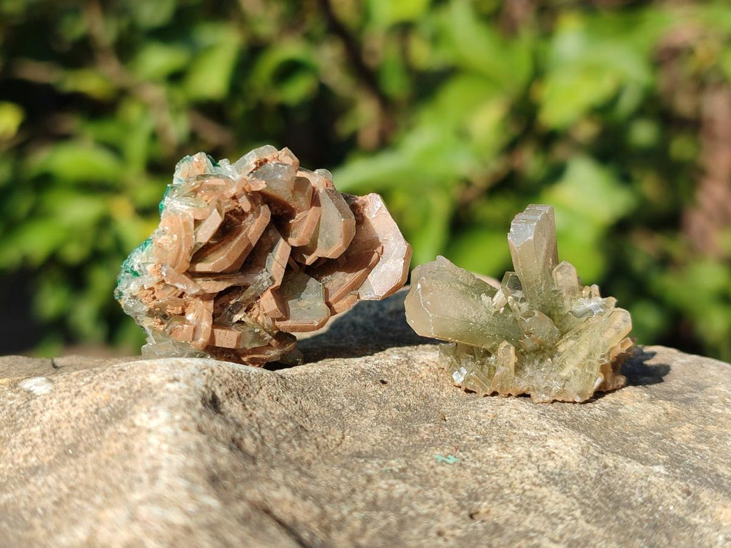 Natural Rare Bladed Barite with Malachite Specimens x 20 From Shangulowé Mine, Congo - Toprock Gemstones and Minerals 