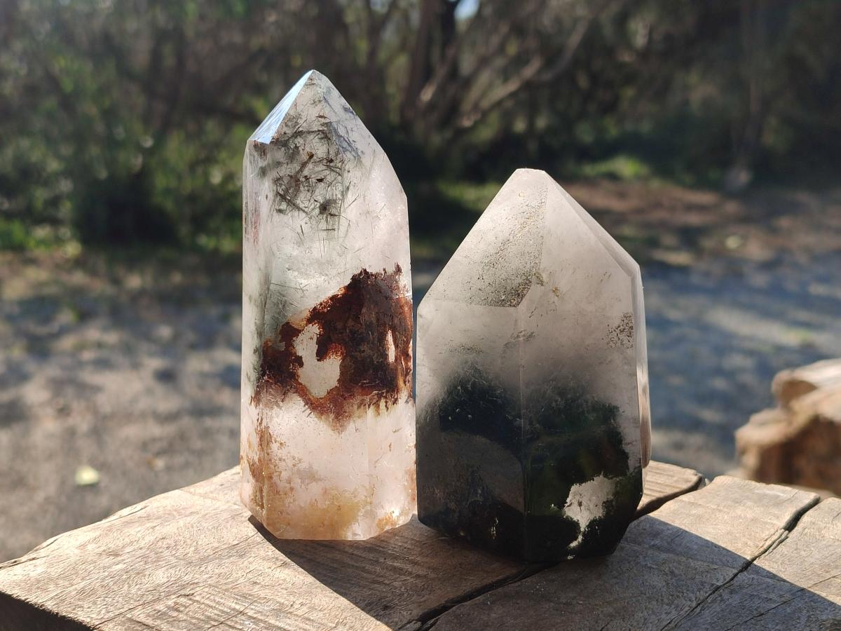 Polished Quartz Crystals with Inclusions x 2 From Madagascar - Toprock Gemstones and Minerals 