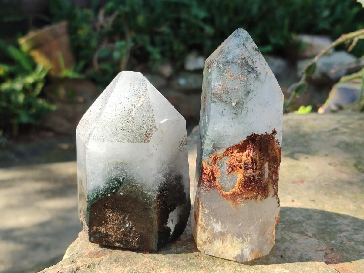 Polished Quartz Crystals with Inclusions x 2 From Madagascar - Toprock Gemstones and Minerals 