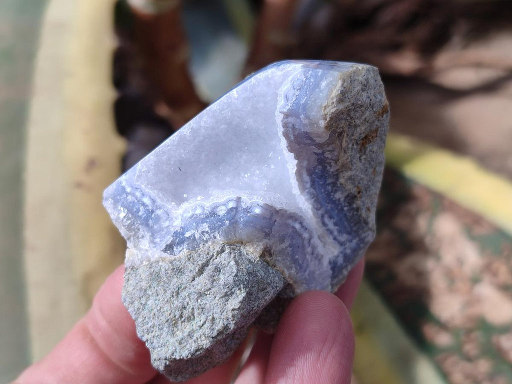 Polished on One Side Blue Lace Agate Geodes x 12 From Nsanje, Malawi - Toprock Gemstones and Minerals 
