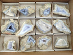 Polished on One Side Blue Lace Agate Geodes x 12 From Nsanje, Malawi - Toprock Gemstones and Minerals 
