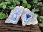 Polished on One Side Blue Lace Agate Geodes x 12 From Nsanje, Malawi - Toprock Gemstones and Minerals 