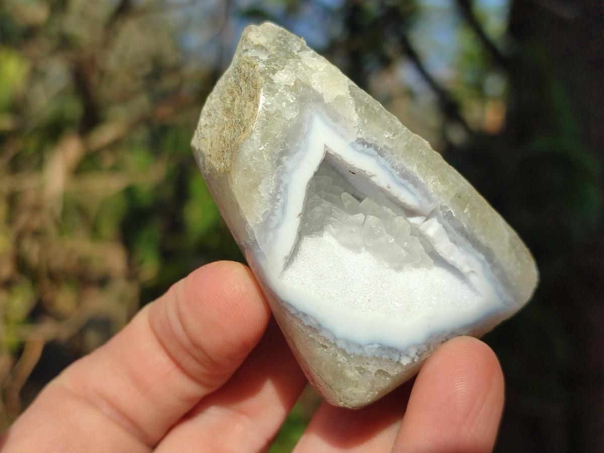 Polished on One Side Blue Lace Agate Geodes x 12 From Nsanje, Malawi - Toprock Gemstones and Minerals 