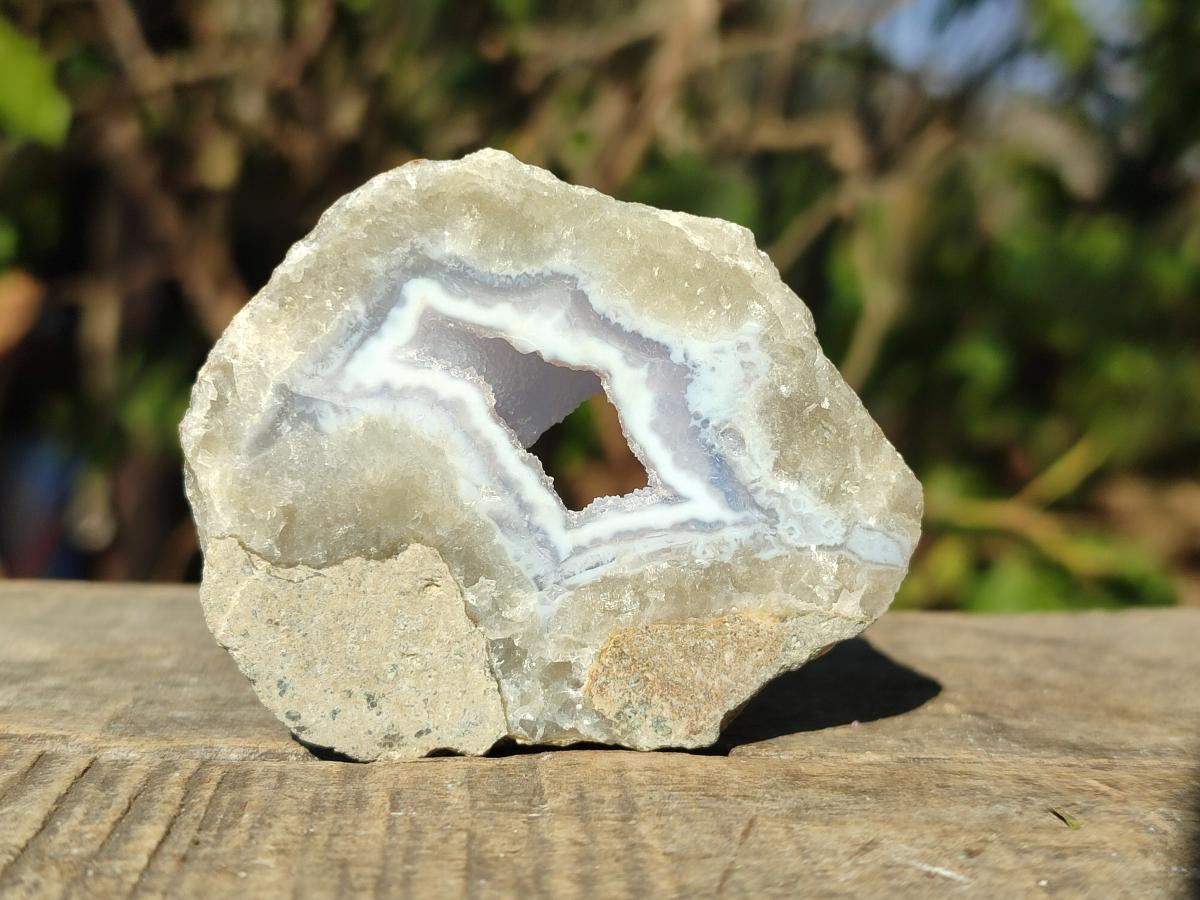 Polished on One Side Blue Lace Agate Geodes x 12 From Nsanje, Malawi - Toprock Gemstones and Minerals 