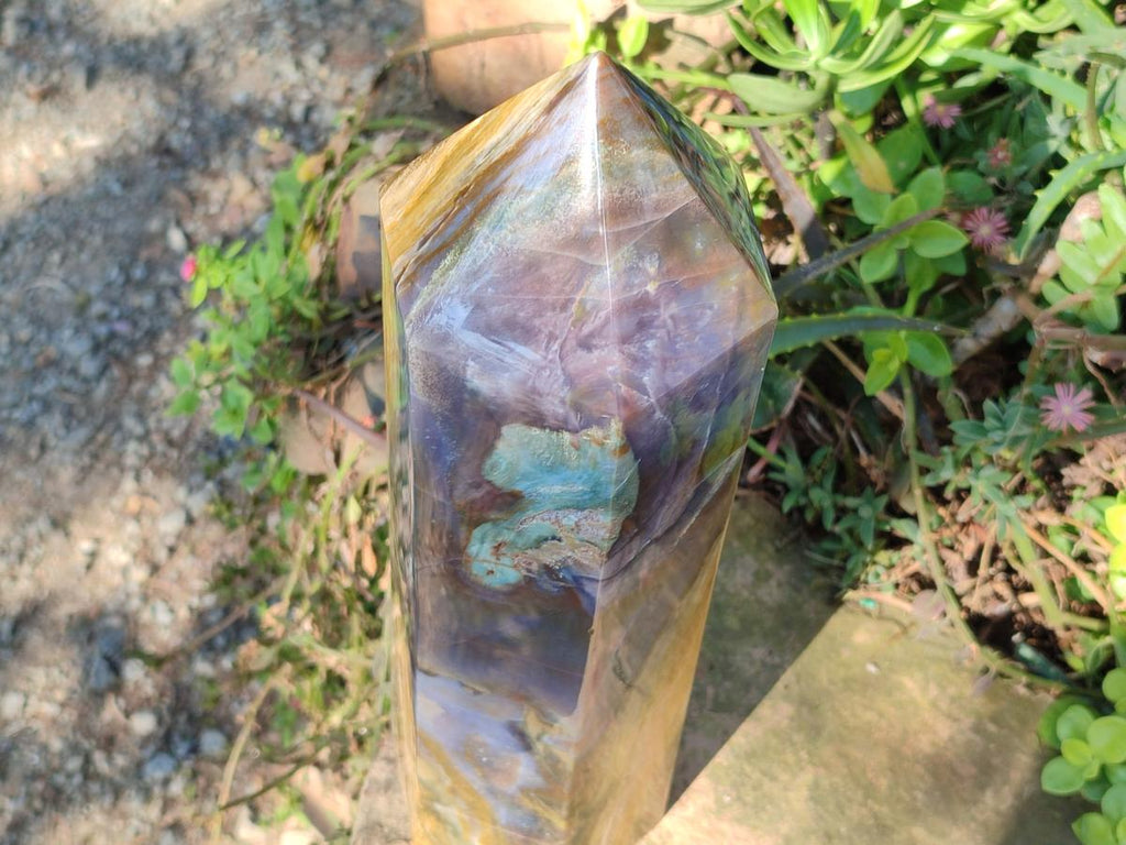 Polished XL Ocean Jasper Tower x 1 From Northwest Coast, Madagascar - Toprock Gemstones and Minerals 