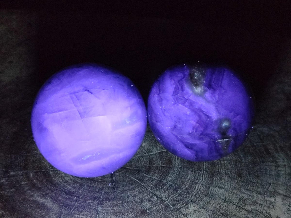 Polished Watermelon Fluorite Spheres x 2 From Uis, Namibia - Toprock Gemstones and Minerals 
