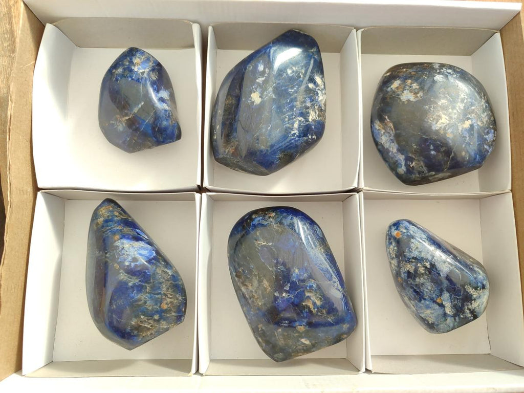 Polished Dumortierite Standing Display Pieces x 6 From Madagascar - Toprock Gemstones and Minerals 