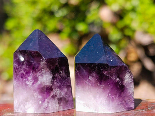 Polished Small Dark Amethyst Crystals x 20 From Akansobe, Madagascar - Toprock Gemstones and Minerals 