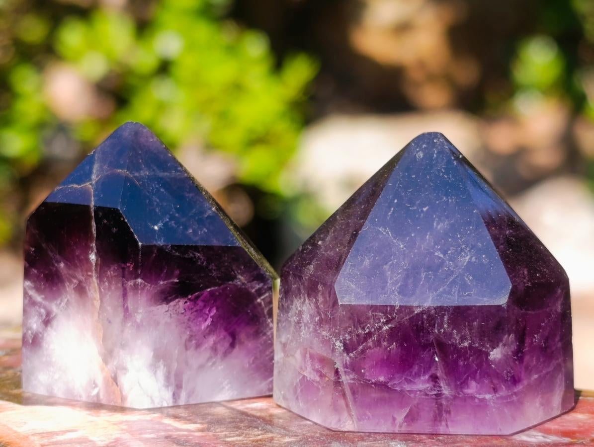 Polished Small Dark Amethyst Crystals x 20 From Akansobe, Madagascar - Toprock Gemstones and Minerals 