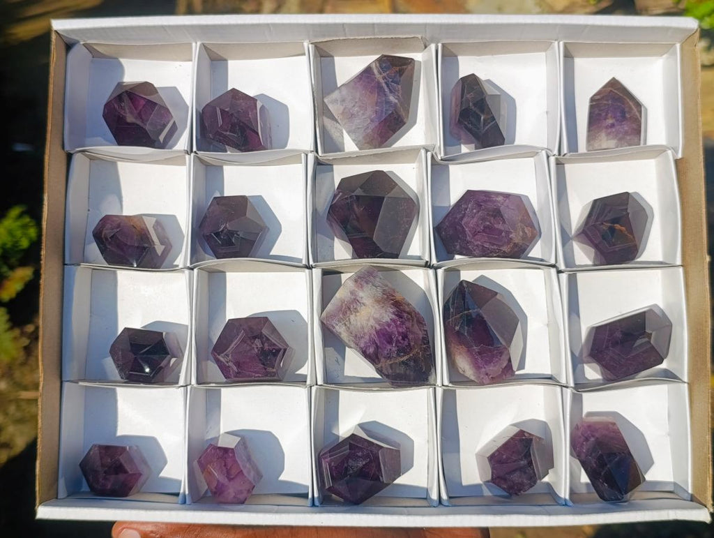Polished Small Dark Amethyst Crystals x 20 From Akansobe, Madagascar - Toprock Gemstones and Minerals 