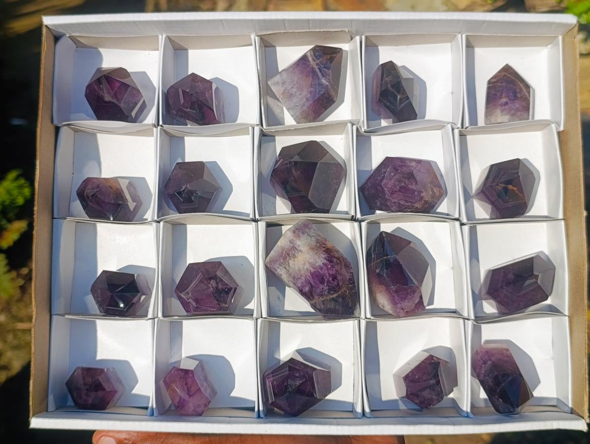 Polished Small Dark Amethyst Crystals x 20 From Akansobe, Madagascar - Toprock Gemstones and Minerals 