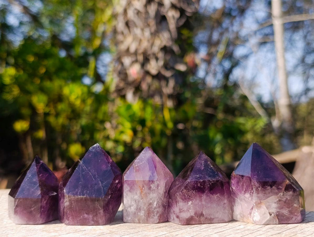 Polished Small Dark Amethyst Crystals x 20 From Akansobe, Madagascar - Toprock Gemstones and Minerals 