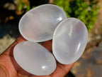 Polished Girasol Pearl Quartz Palm Stones x 24 From Ambatondrazaka, Madagascar - Toprock Gemstones and Minerals 